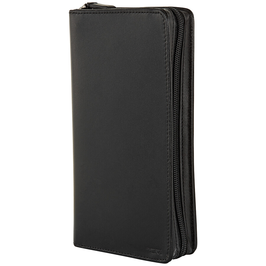 Tumi Ziparound Black Leather Travel Wallet 93859T060 742315380971
