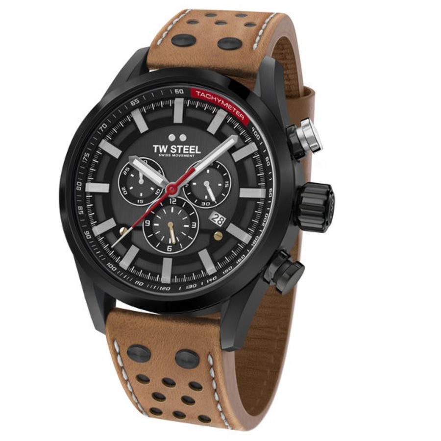 Montre Homme TW-Steel GT14 Fast Lane Chronographe Nigel Mansell Édition Limitée - Boîtier 48mm, Cadran Noir, Bracelet Caoutchouc, Neuf Complet