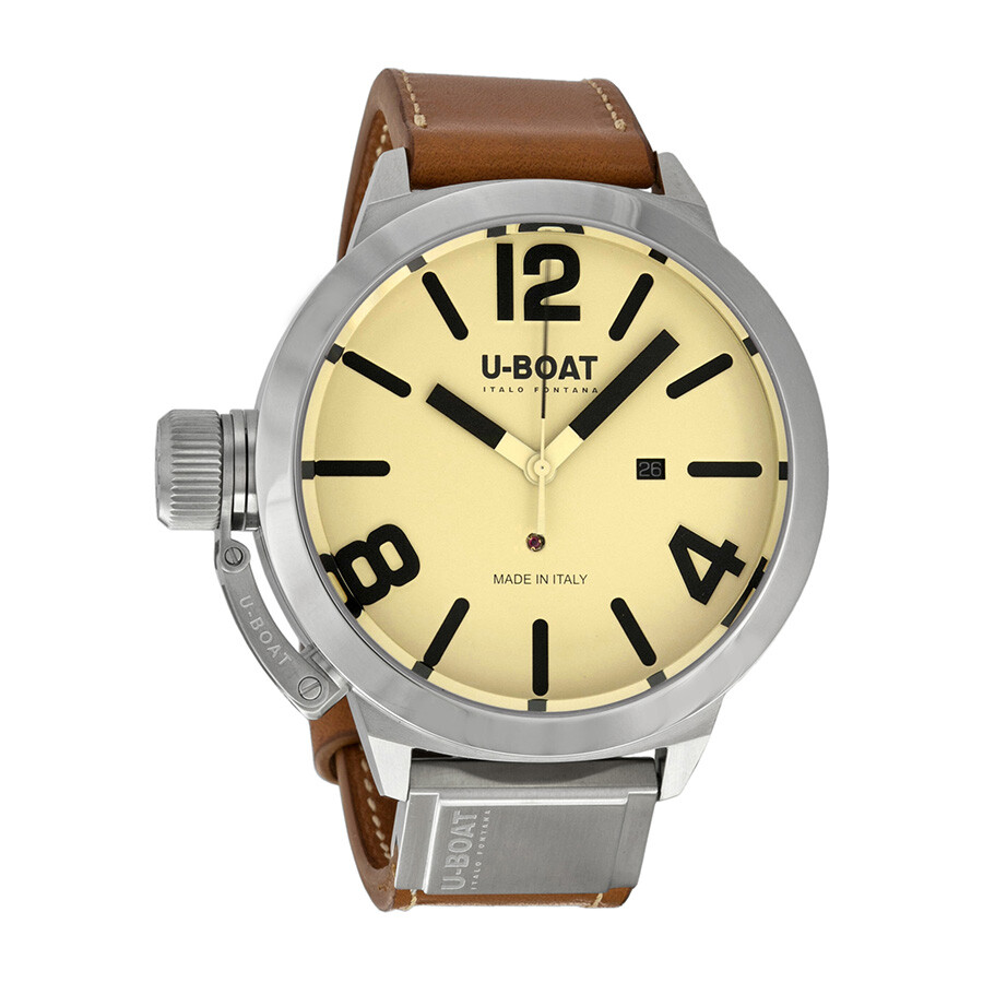 U Boat Classico Beige Dial Brown Leather Men's Watch 7121 UBoat Watches
