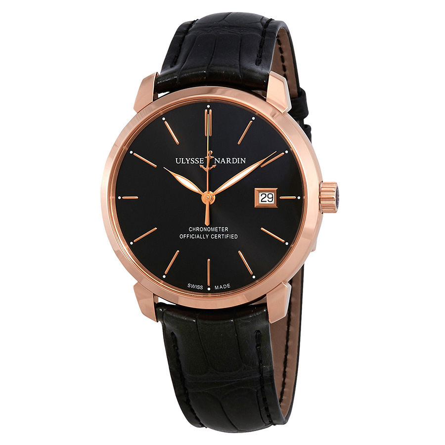 Ulysse Nardin Classic Classico Automatic Black Dial 18kt Rose Gold Men's Watch 8152-111-2/92