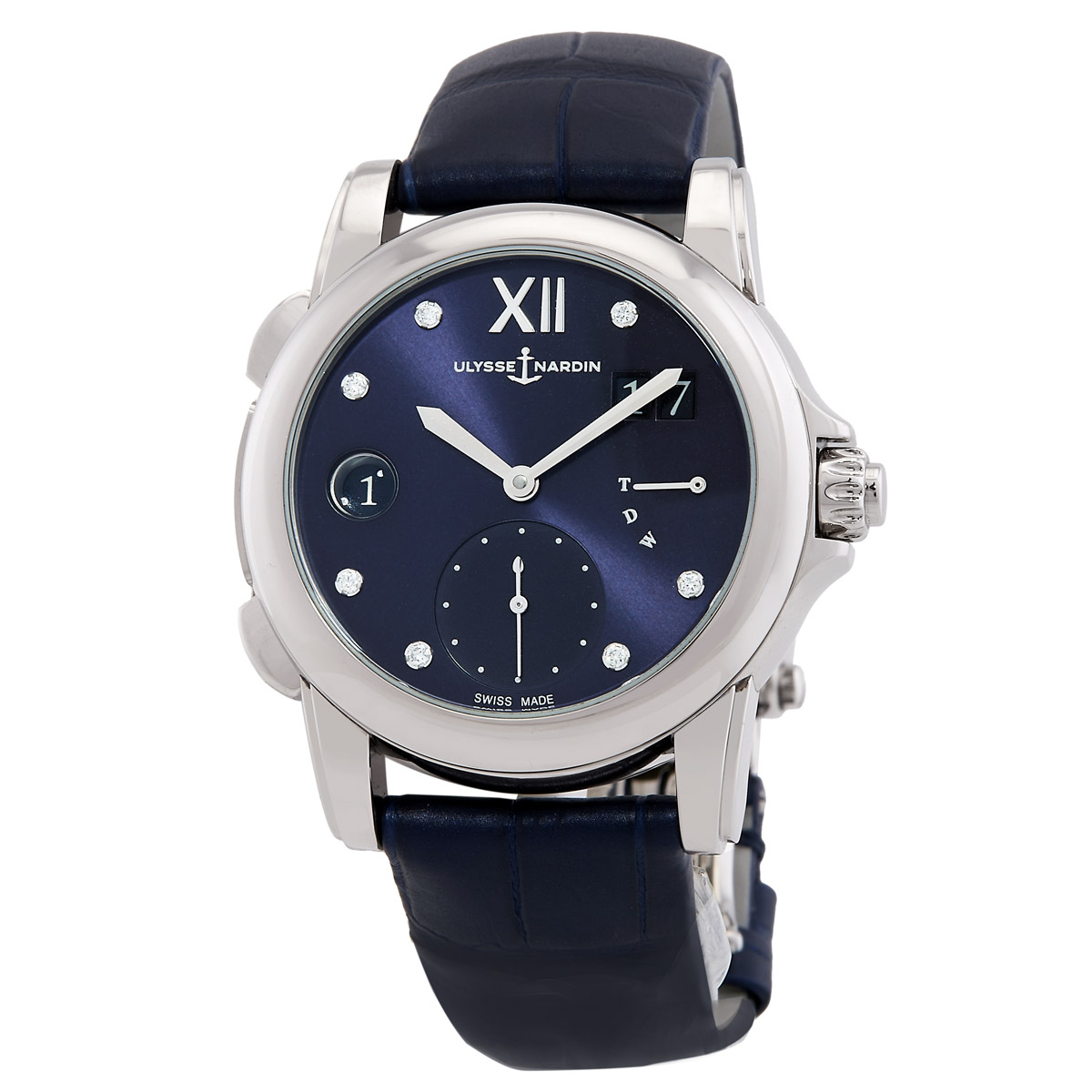 Ulysse Nardin Classico Dual Time Automatic Diamond Blue Dial Ladies Watch 3243-222/393