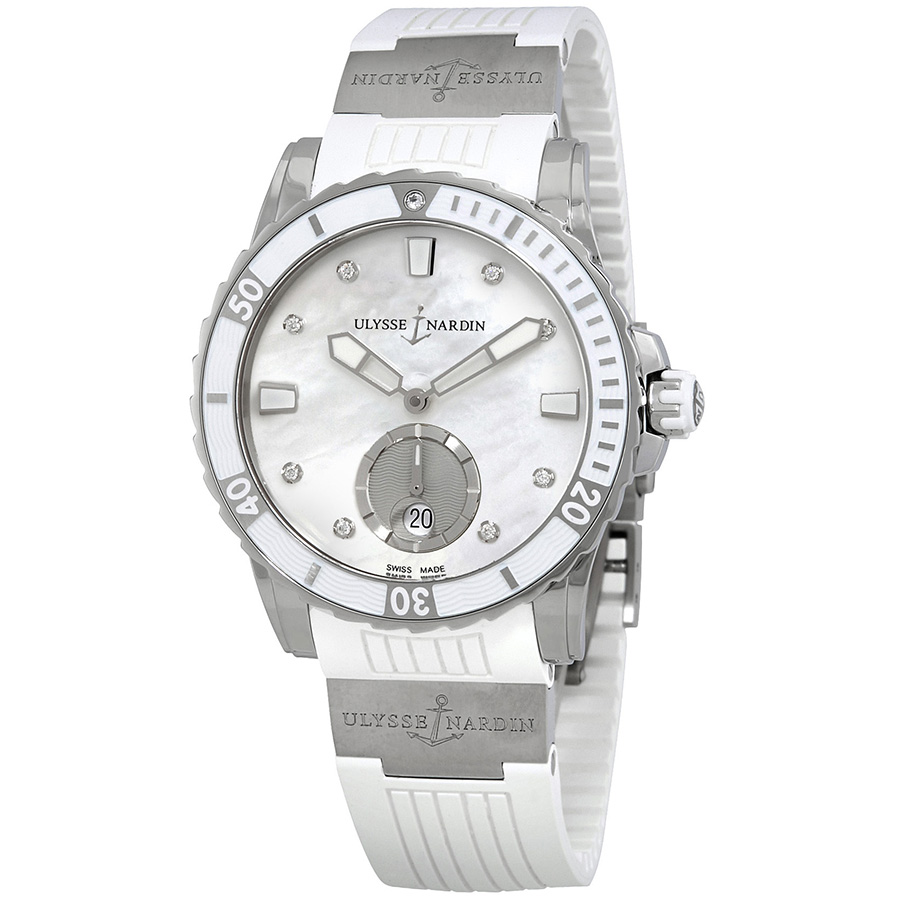 Ulysse Nardin Diver Automatic Mother of Pearl Diamond Dial Ladies Watch 3203-190-3/10