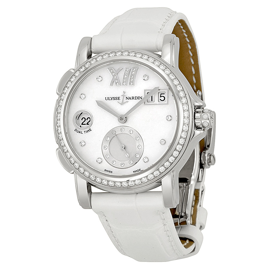 Ulysse Nardin Dual Big Time Automatic Mother of Pearl Dial White Leather Ladies Watch 243-22B-391