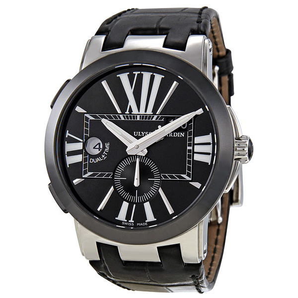 Ulysse Nardin Executive Dual Time Automatic Black Leather Men's Watch 243-00-42