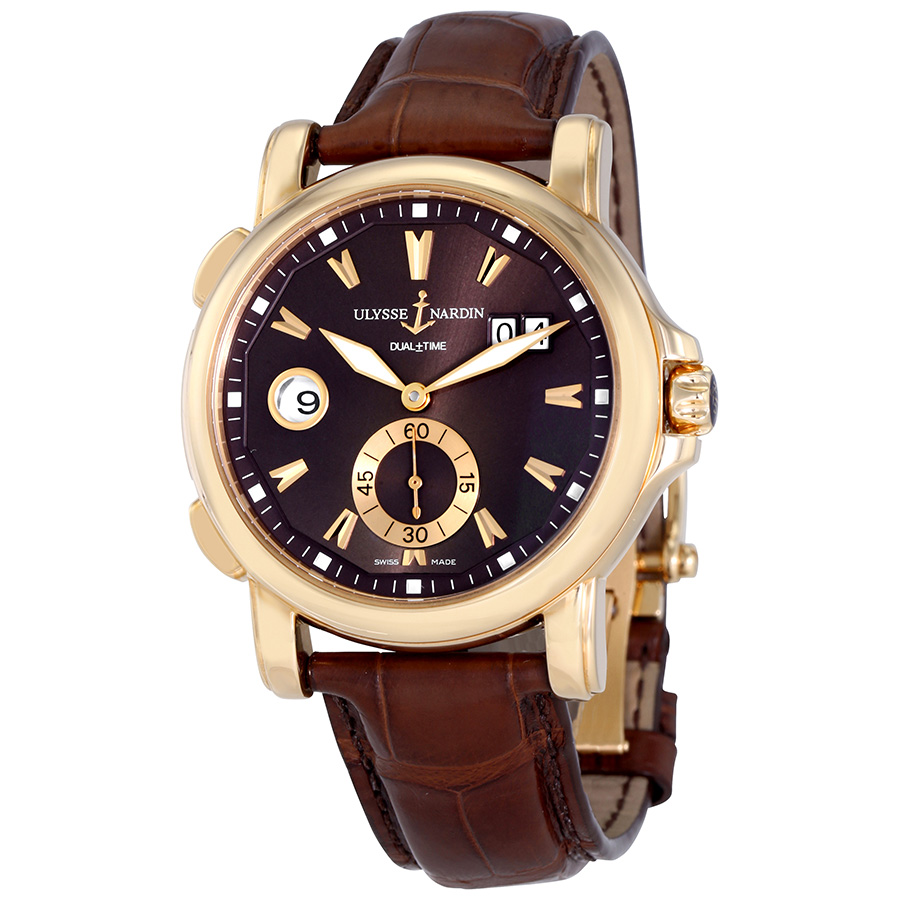 Ulysse Nardin GMT Big Date Brown Dial 18K Rose Gold Automatic Men's Watch 246-55-95