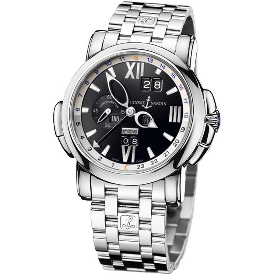 Shop Ulysse Nardin Gmt Perpetual Black Dial 18kt White Gold Men's Watch 320-60-8-32 In Black / Gold / Skeleton / White