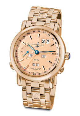 Ulysse Nardin GMT Perpetual Copper Guilloche Dial 18kt Rose Gold Automatic Men's Watch 322-88-8