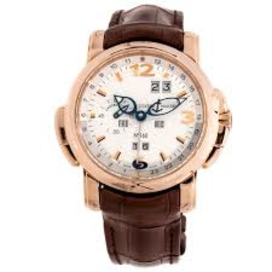 Ulysse Nardin GMT Perpetual Silver Dial Alligator Leather Automatic Men's Watch 322-66-91