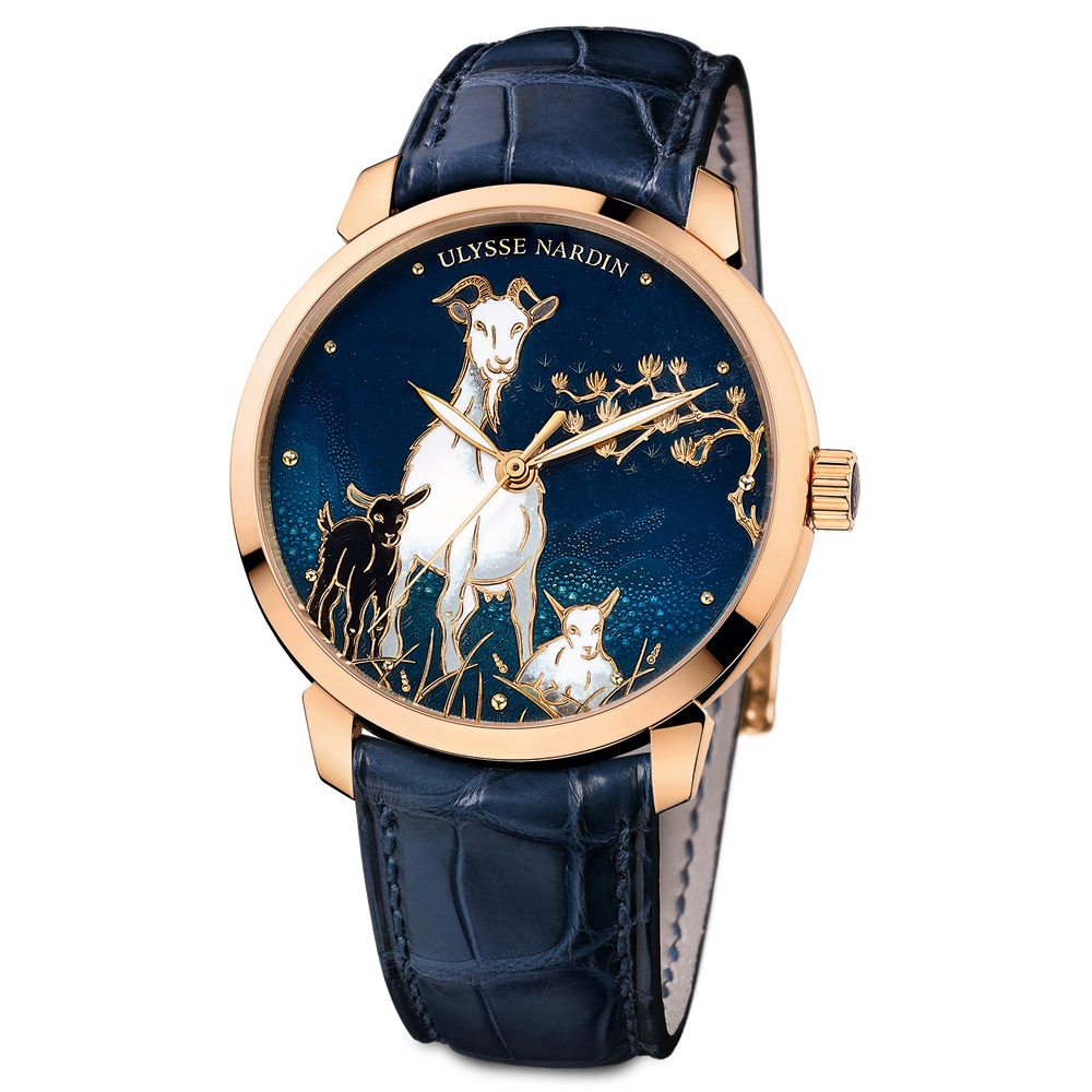 Ulysse Nardin Limited Edition Classico Goat Automatic Chronometer Blue Dial Men's Watch 8156-111-2/CHEVRE