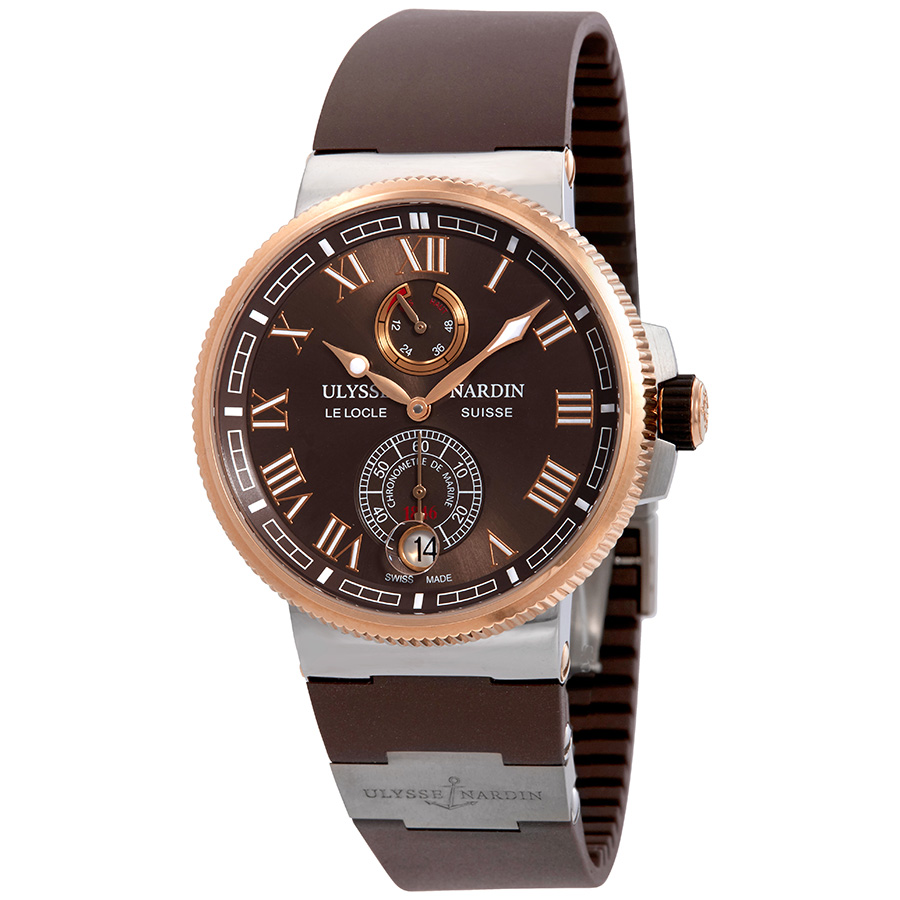 Ulysse Nardin Marine Chronometer Automatic 18kt Rose Gold & Steel Men's Watch 1185-126-3T/45
