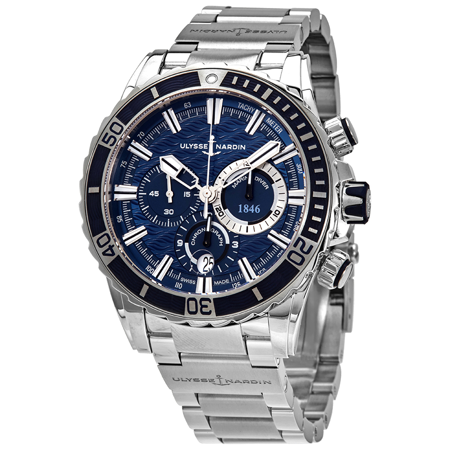 Ulysse Nardin Marine Diver Blue Wave Dial Chronograph Automatic Men's Watch 1503-151-7M/93