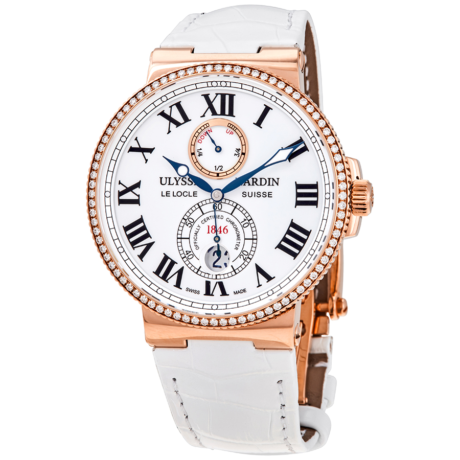 Ulysse Nardin Maxi Marine Chronometer Automatic 18kt Rose Gold Diamond Watch 266-67B/40