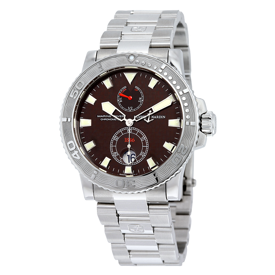 Ulysse Nardine Maxi Marine Diver Burgundy Dial Stainless Steel Men's Watch 263-33-7-95