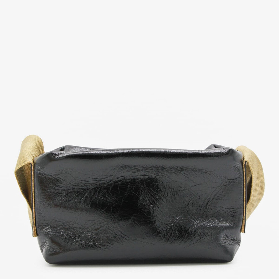 Uma Wang Textured Leather Shoulder Bag With Adjustable Strap In Black
