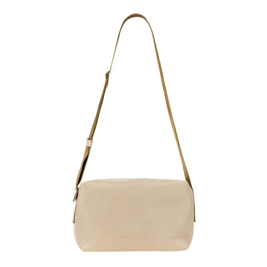 Uma Wang Rectangular Leather Shoulder Bag With Adjustable Strap In Neutral