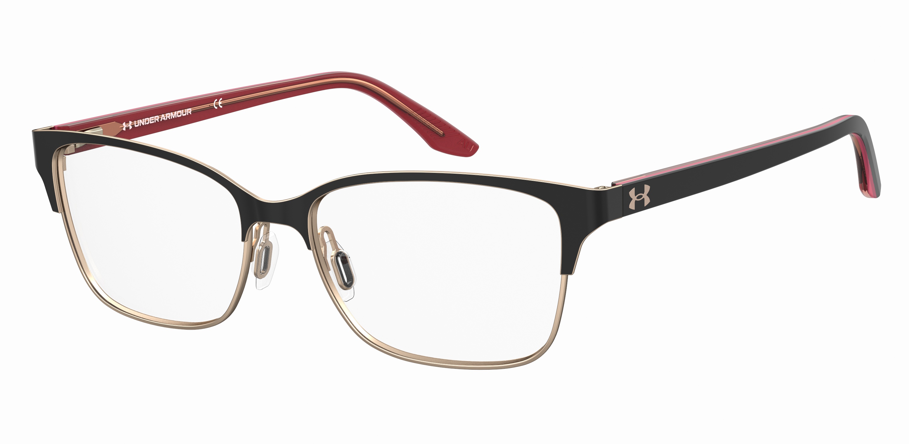 Under Armour Ladies Black Rectangular Eyeglass Frames Ua5054goitf51