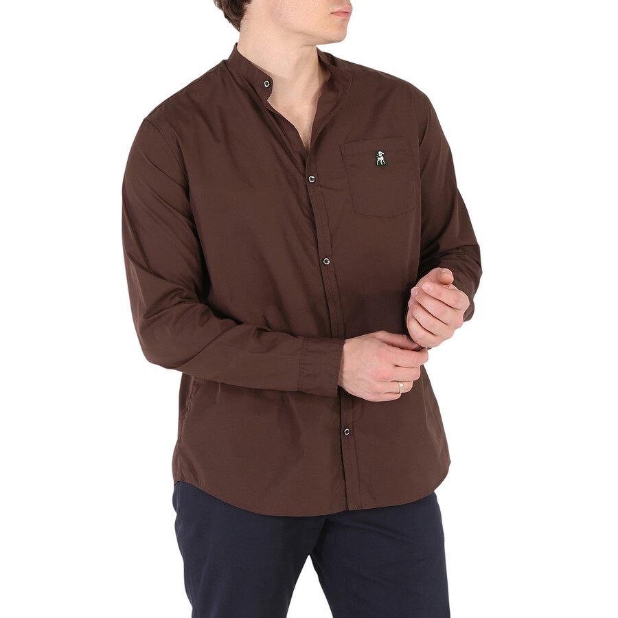 Undercover Brown Patch Detail Ruched Cotton Shirt In Brown