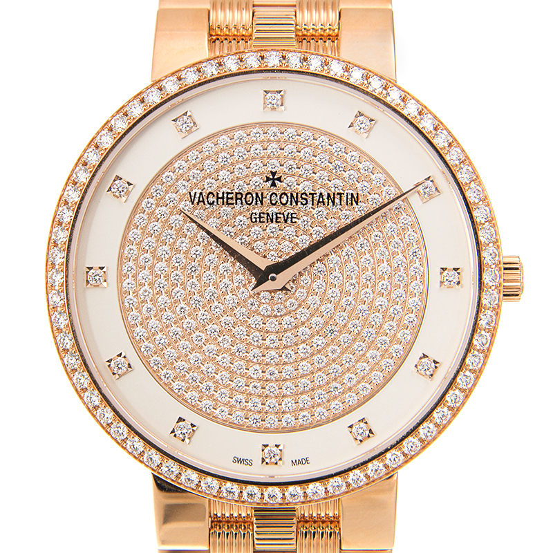 Vacheron Constantin Traditionnelle 18 Carat Pink Gold Center Diamonds Dial Men's Watch 81576/V01R-9695