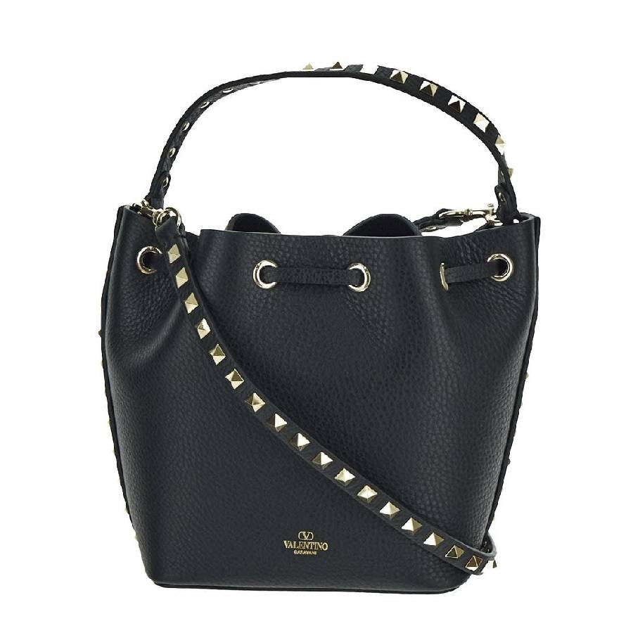 Valentino Drawstring Rockstud Bucket Bag In Black