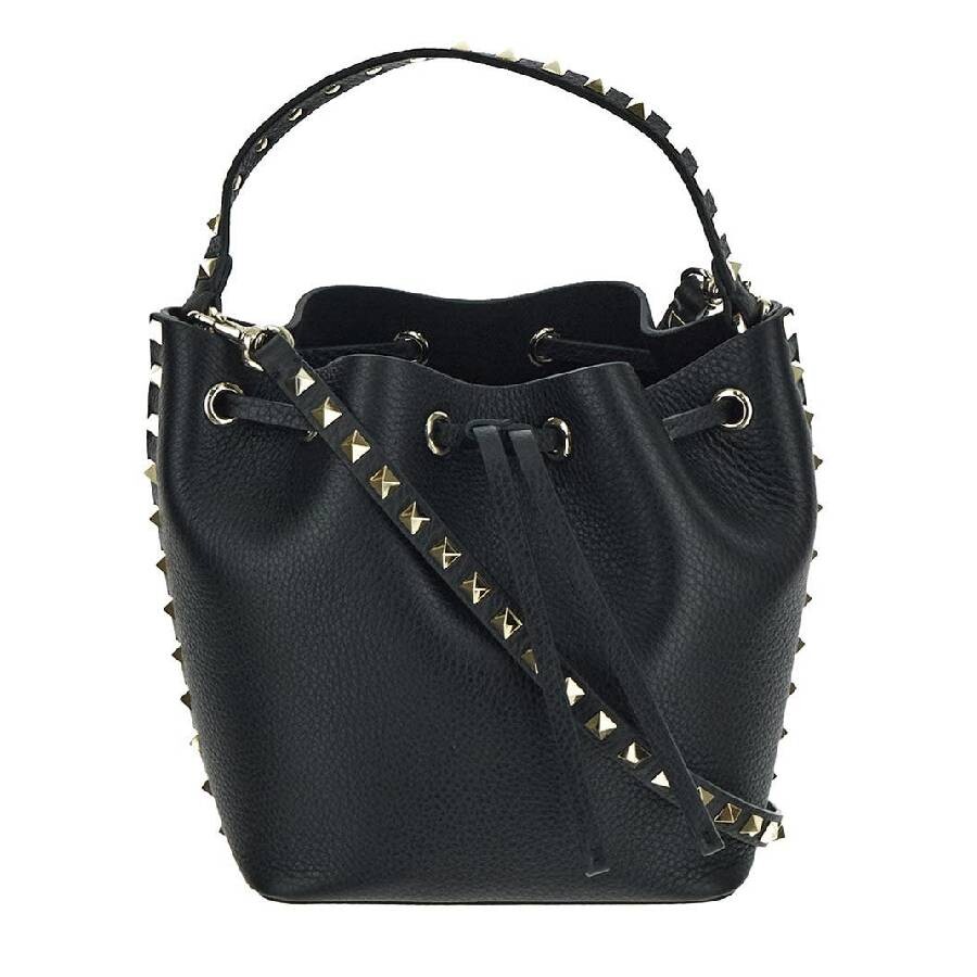 Valentino Drawstring Rockstud Bucket Bag In Black