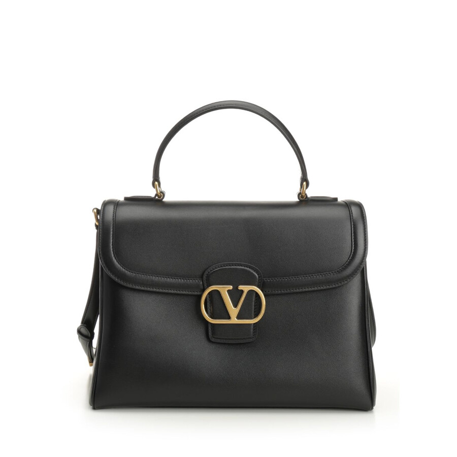 Valentino 9 To 5 Flap Leather Top-handle Bag In Black