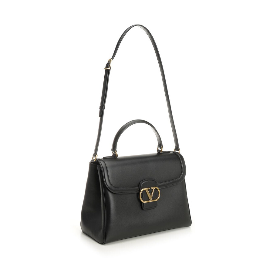 Valentino 9 To 5 Flap Leather Top-handle Bag In Black