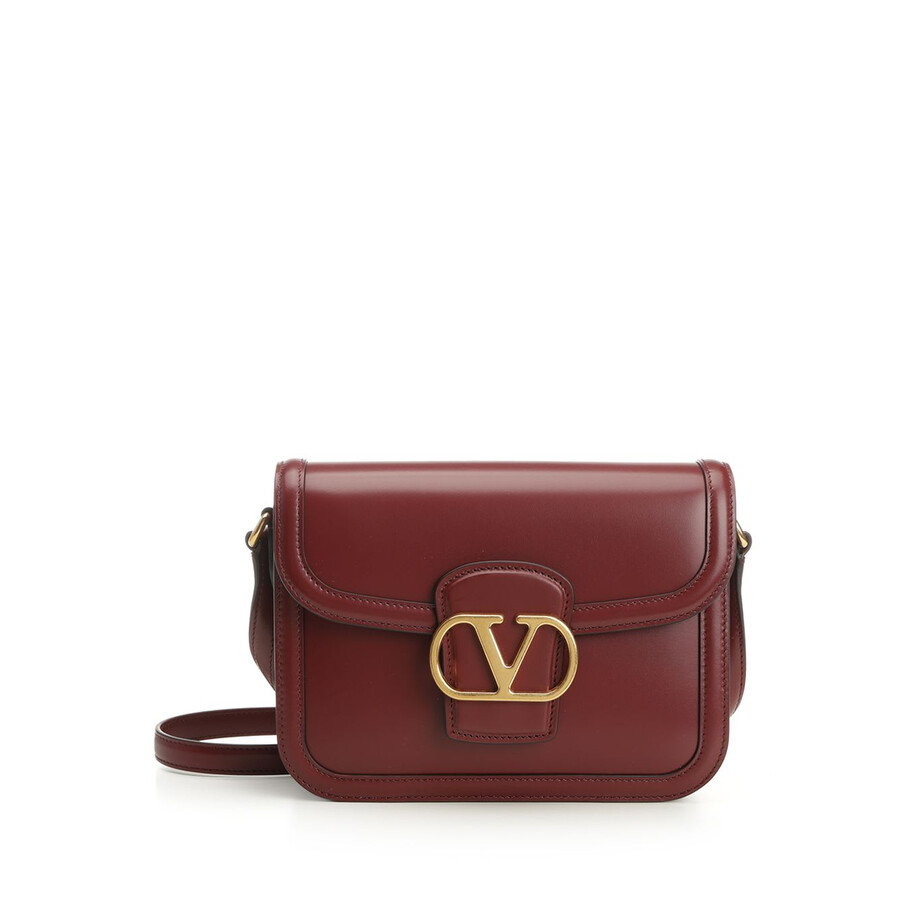 Valentino Garavani 9to5 Shoulder Bag In Smooth Calfskin In Burgundy
