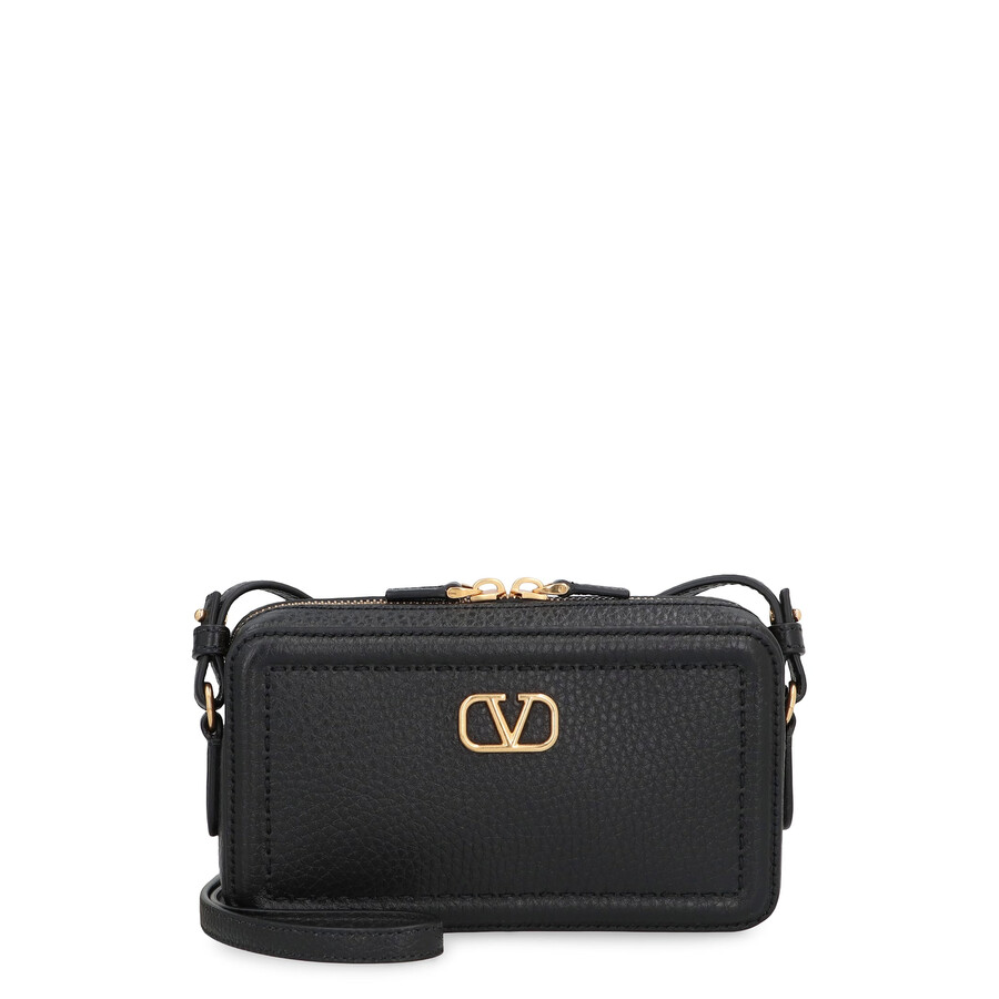 Valentino Garavani Alltime Leather Mini Crossbody Bag In Black