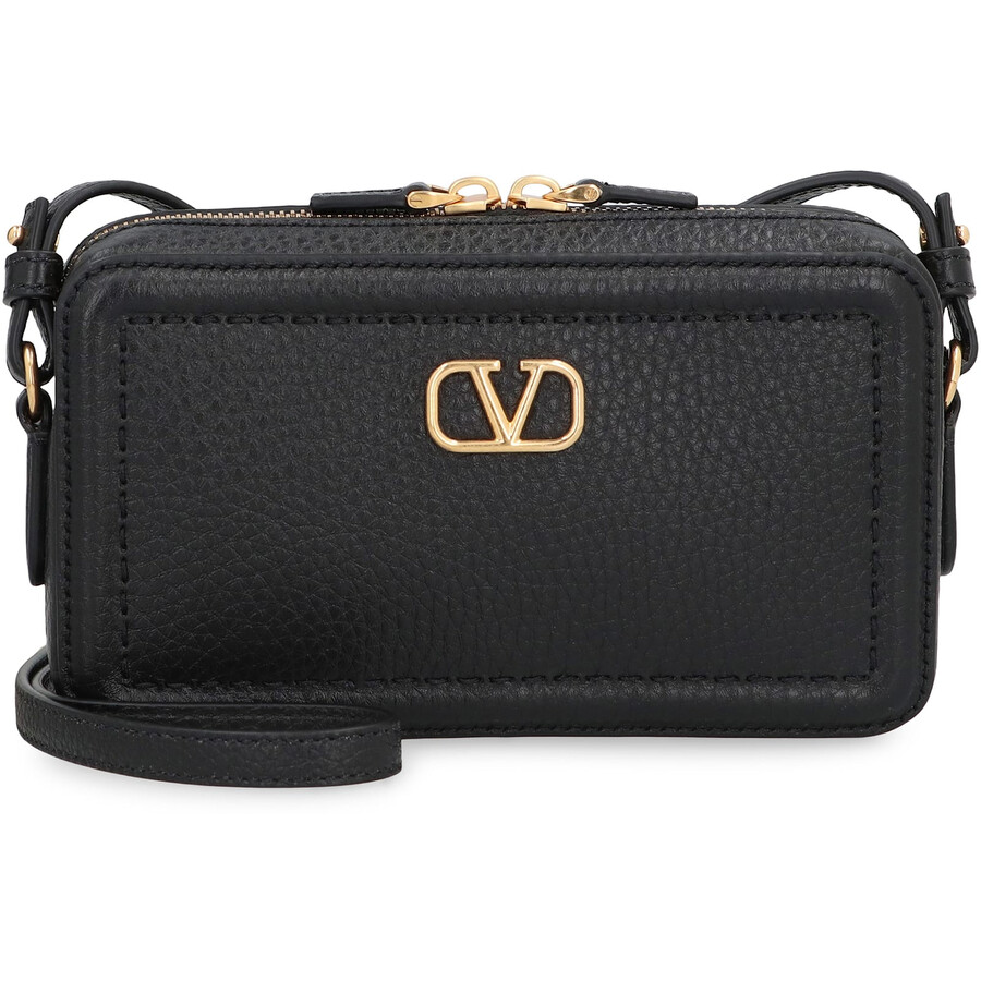 Valentino Garavani Alltime Leather Mini Crossbody Bag In Black