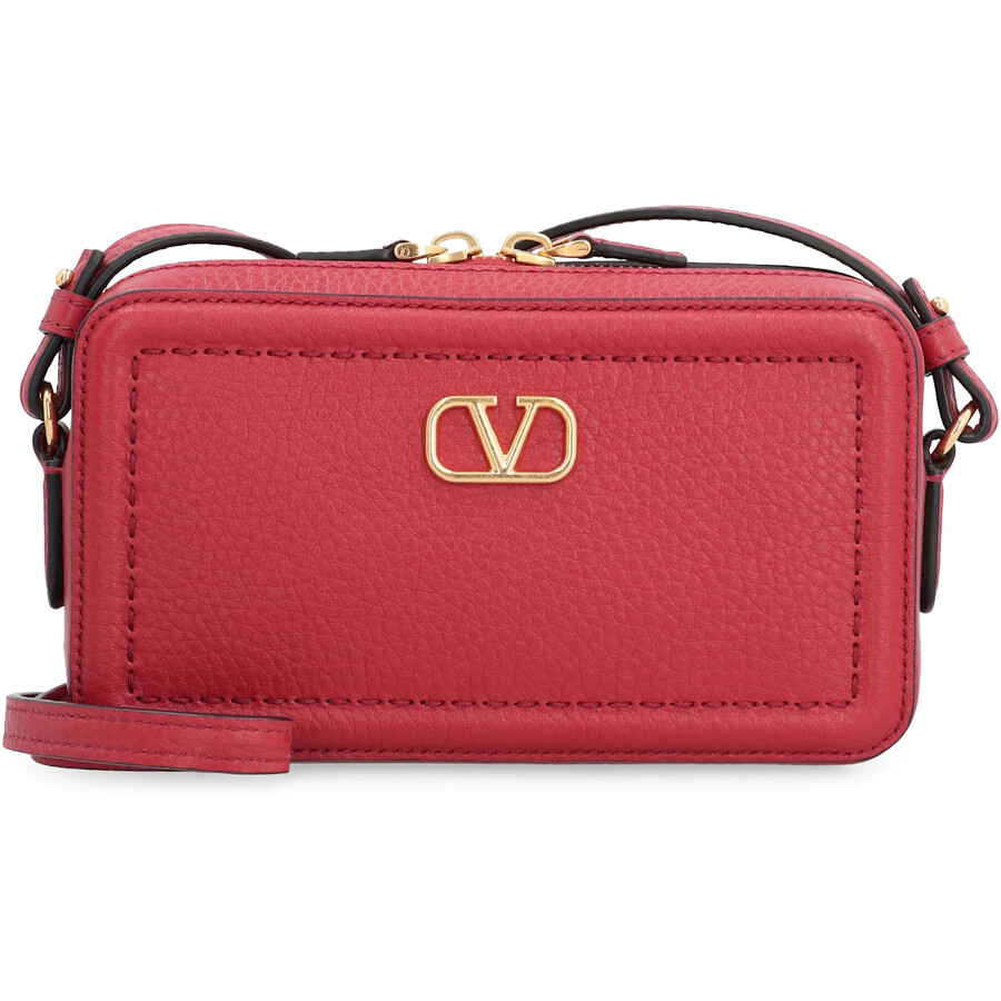 Valentino Garavani Alltime Leather Mini Crossbody Bag In Red