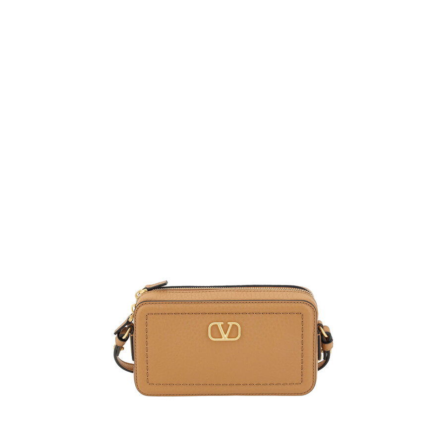 Valentino Garavani Garavani Alltime Mini Shoulder Bag In Grainy Calfskin Woman Almond Uni In Brown