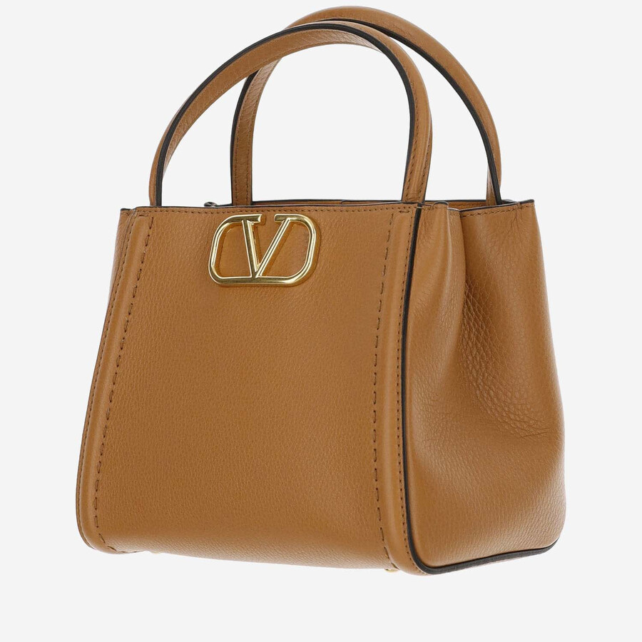 Valentino Garavani Alltime Small Handbag Made Of Grained Calf Leather In Sand