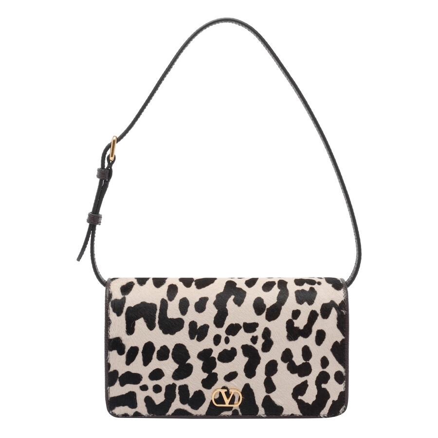 Valentino Garavani Animalier Shoulder Bag In Neutral