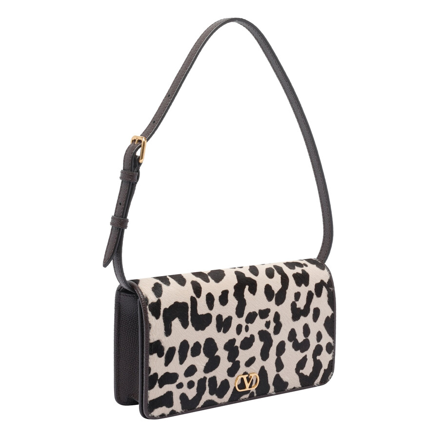 Valentino Garavani Animalier Shoulder Bag In Neutral