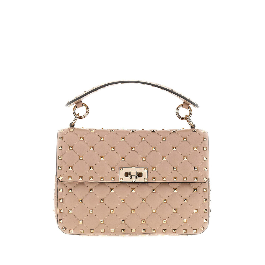 Valentino Garavani Antique Pink Nappa Leather Medium Rockstud Spike Handbag