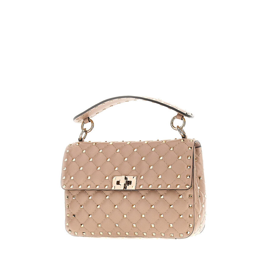Valentino Garavani Antique Pink Nappa Leather Medium Rockstud Spike Handbag