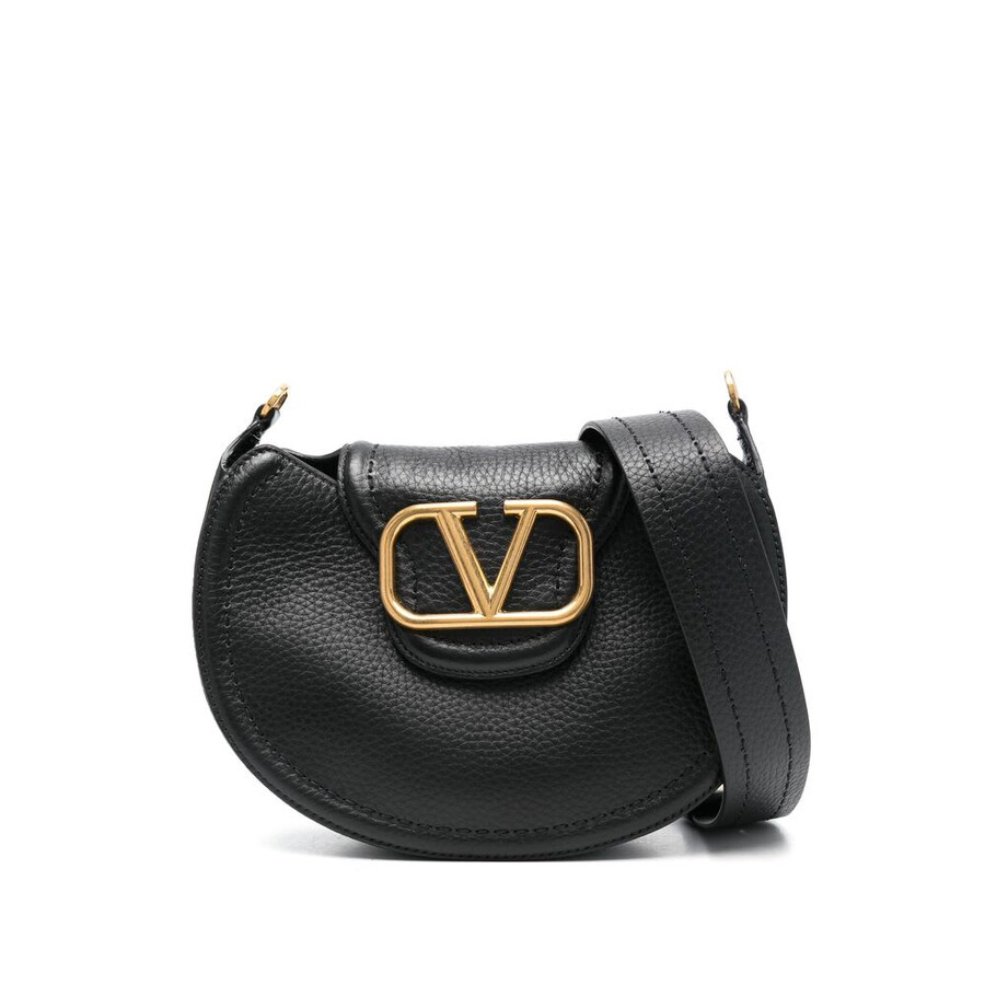 Valentino Vlogo Signature-plaque Shoulder Bag In Black