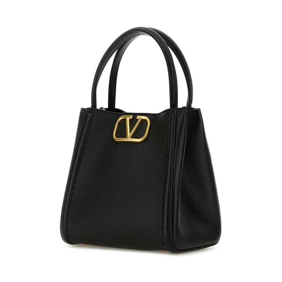Valentino Garavani Alltime Medium Leather Handbag In Black