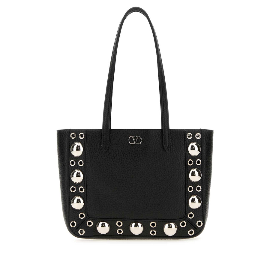 Valentino Nellcote Mini Shopping Tote Bag In Leather In Black