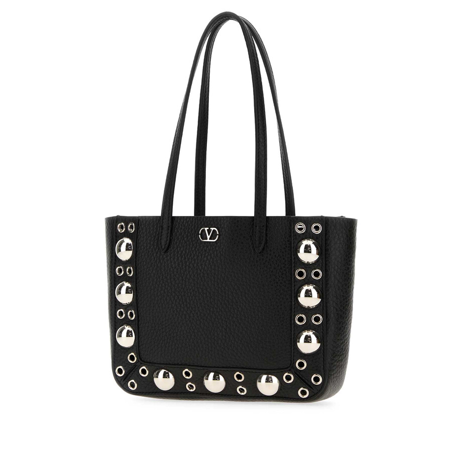 Valentino Nellcote Mini Shopping Tote Bag In Leather In Black