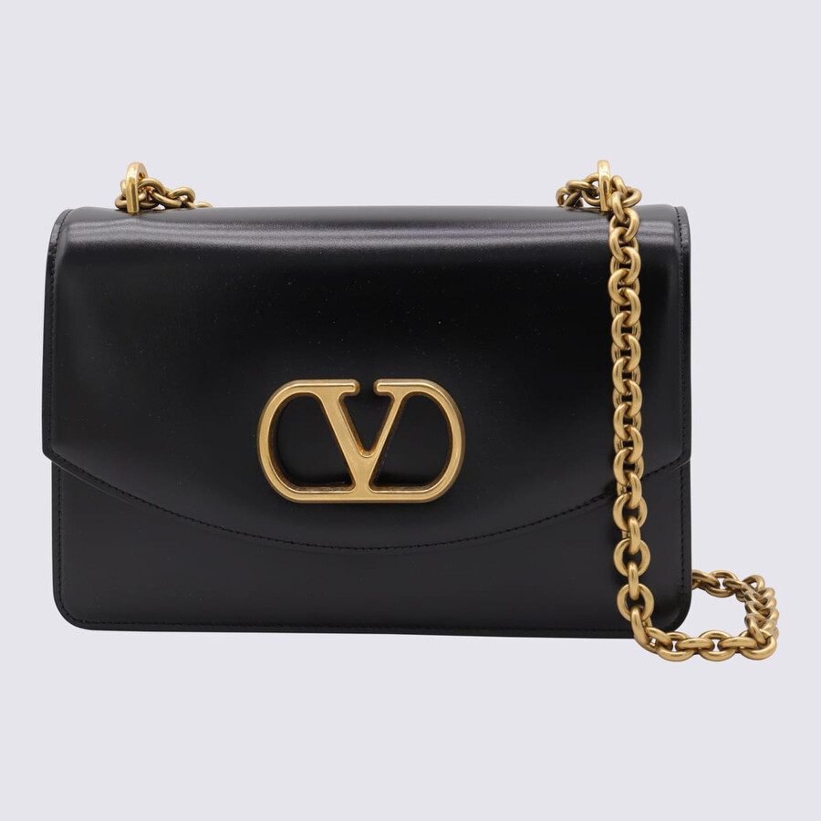 Valentino Garavani Garavani Black Leather Vain Shoulder Bag