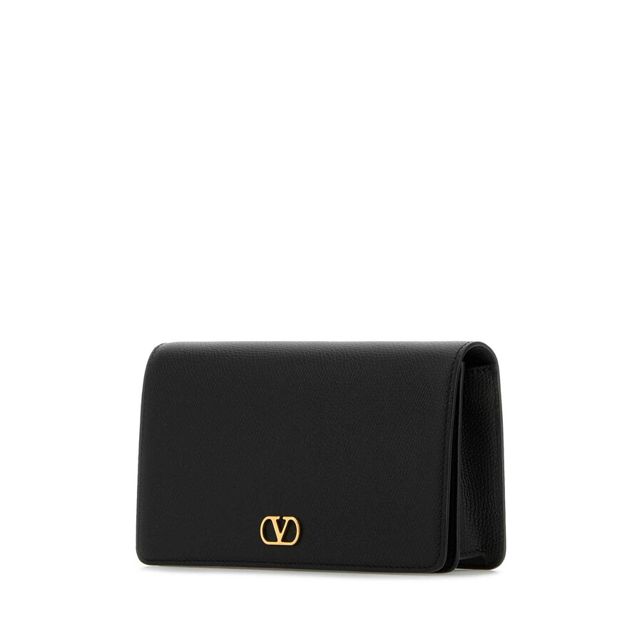 Valentino Garavani Black Leather Vlogo Signature Clutch In Black
