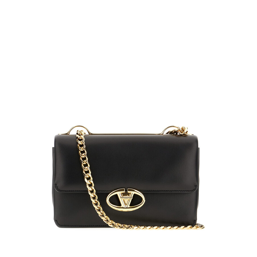 Valentino Garavani Black Nappa Leather Vlogo Crossbody Bag In Black