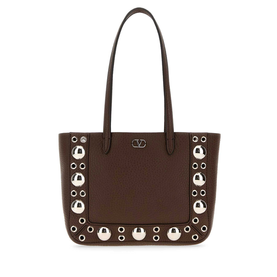 Valentino Garavani Brown Leather Nellcote Handbag In Purple