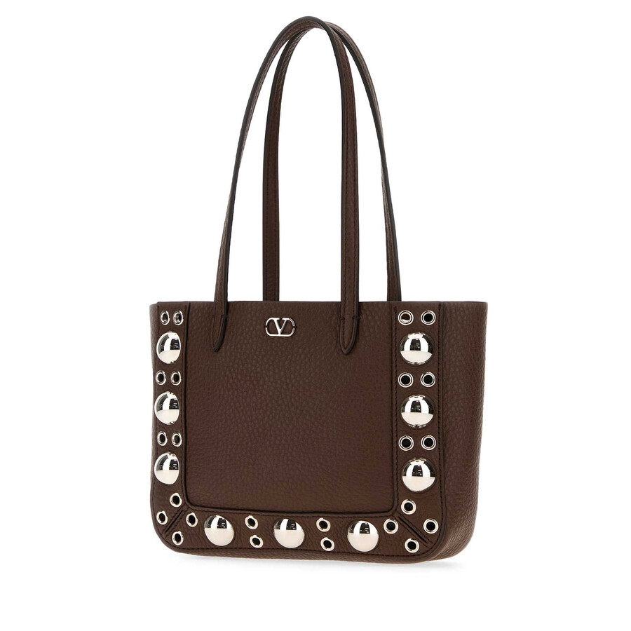 Valentino Garavani Brown Leather Nellcote Handbag In Purple