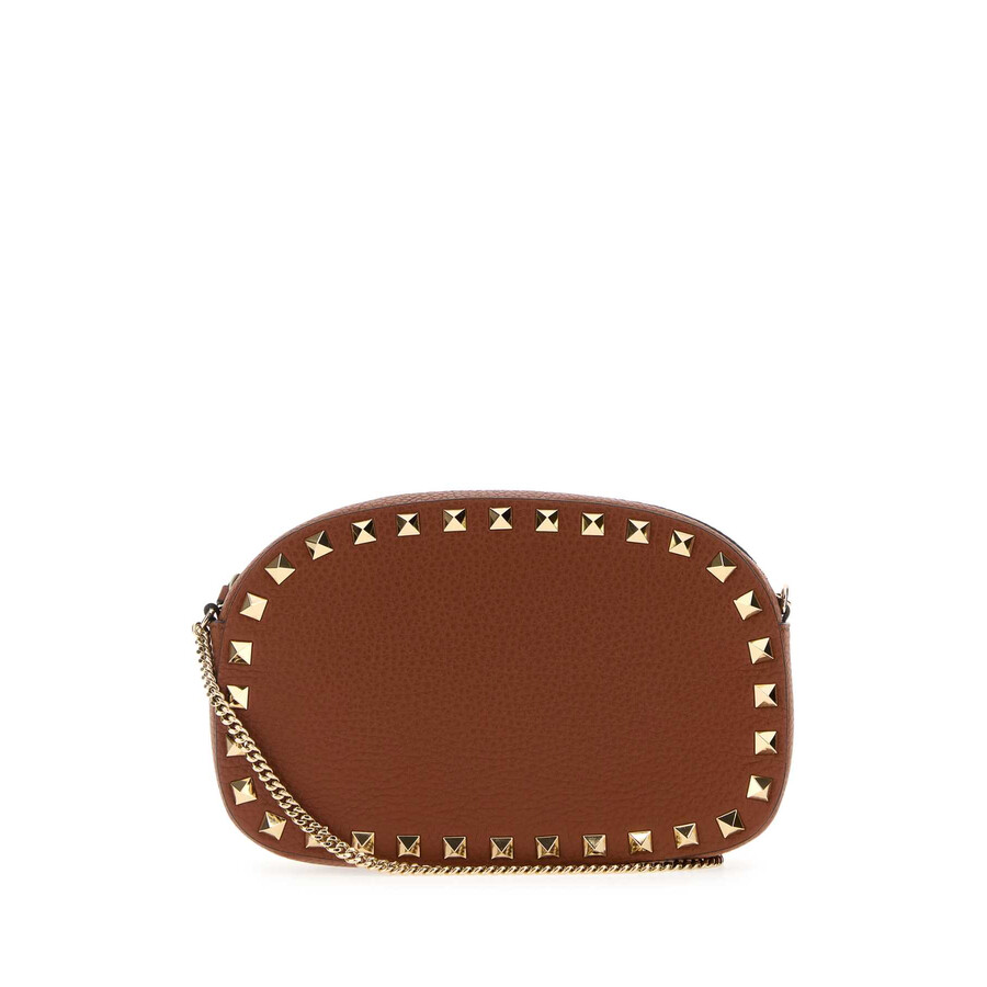 Valentino Garavani Brown Leather Rockstud Crossbody Bag