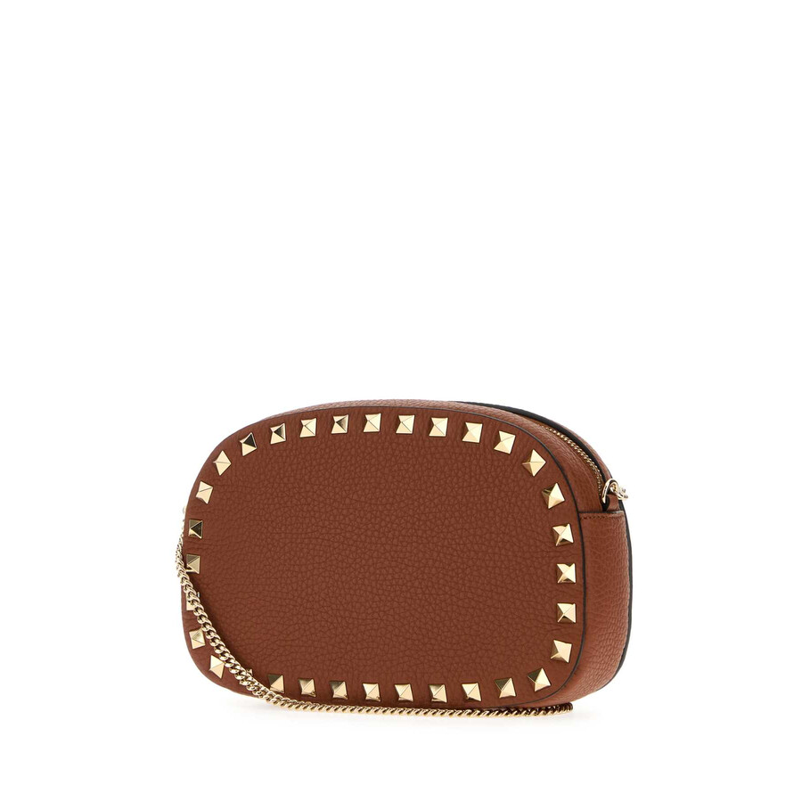 Valentino Garavani Brown Leather Rockstud Crossbody Bag