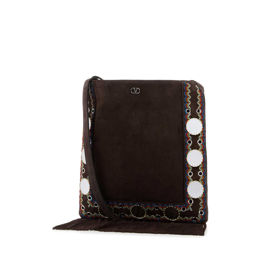 Valentino Garavani Brown Suede Nellcote Crossbody Bag In Brown