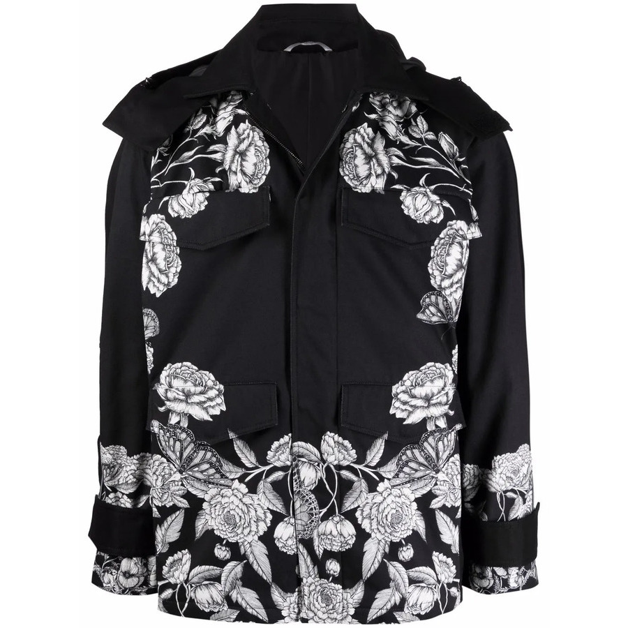 Valentino Garavani Garavani Dark Blooming-Print Hooded Jacket