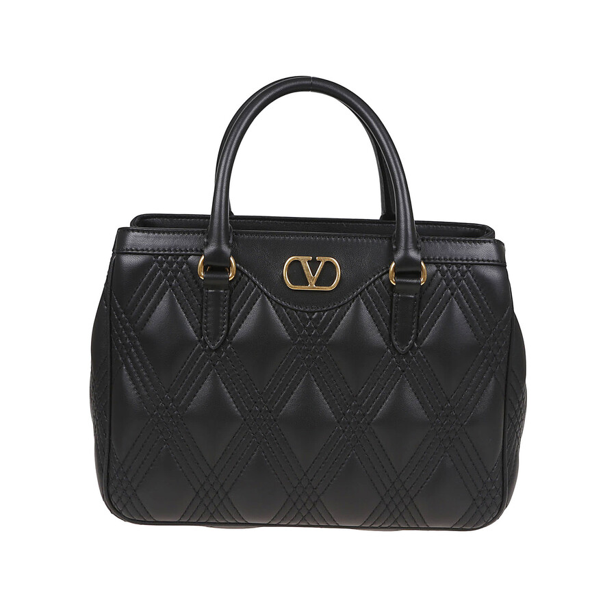 Valentino Garavani Double Handle Bag Quiltie 67 In Black